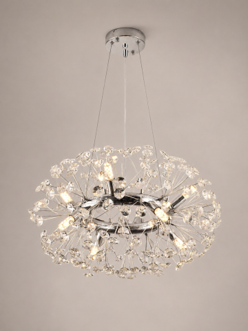 Lustră Crystal Dandelion, AVI®, Ø50 cm, 8 × G9, cristale multifatetate, schelet metalic cu inel argintiu/cromat, AVI-5558 [3]