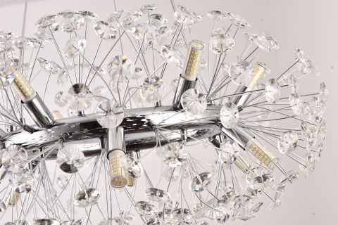 Lustră Crystal Dandelion, AVI®, Ø60 cm, 12 × G9, cristale multifatetate, schelet metalic cu inel argintiu/cromat, AVI-5559 [9]