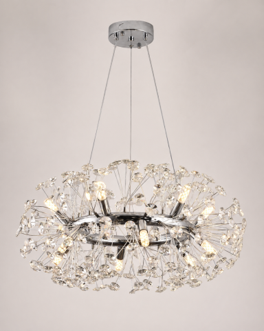 Lustră Crystal Dandelion, AVI®, Ø60 cm, 12 × G9, cristale multifatetate, schelet metalic cu inel argintiu/cromat, AVI-5559 [7]