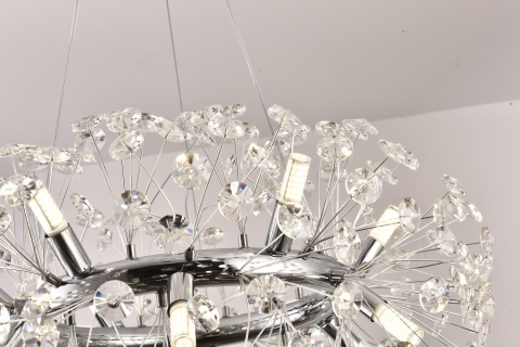Lustră Crystal Dandelion, AVI®, Ø60 cm, 12 × G9, cristale multifatetate, schelet metalic cu inel argintiu/cromat, AVI-5559 [8]