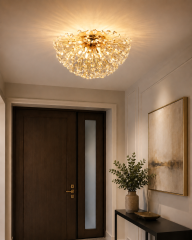 Lustră Crystal Dandelion Gold, AVI®, Ø40 cm, 6 × G9, cristale multifatetate, auriu, AVI-5555 [1]
