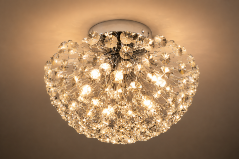 Casa - Lustră Crystal Dandelion Silver, AVI®, Ø40 cm, 5 × G9, cristale multifatetate, argintiu, AVI-5554
