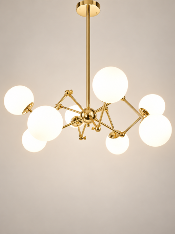 Lustra cu 8 globuri Ø13 cm, AVI®, 8 x E27, structura aurie, design modern decorativ, AVI-5584 [3]