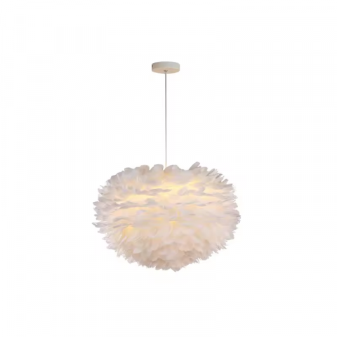 Lustra cu pene albe, Ø 45cm stil nordic, 3 x E27, AVI-4395 [1]