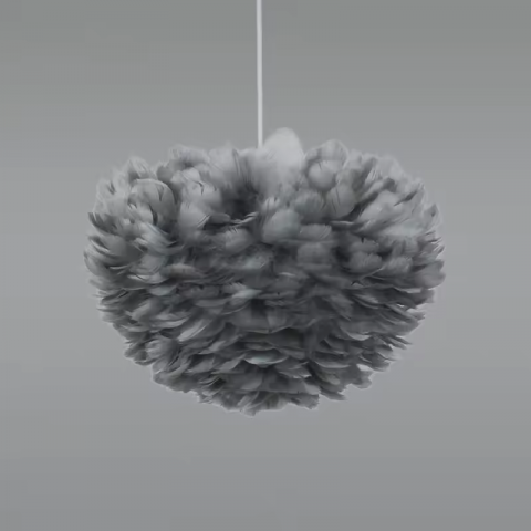 Lustre si pendule - Lustra cu pene gri, Ø 35cm stil nordic, 3 x E27, AVI-4394