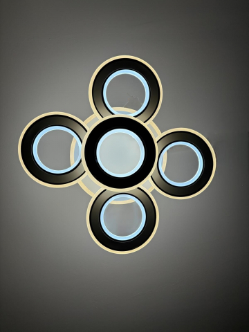 Lustre si pendule - Lustra LED cu 5 inele Ø 20cm fiecare, alba, AVI-4422