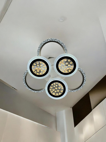 Lustra LED cu 6 corpuri circulare, Ø total 55cm, Ø inele mari 25cm, Ø inele mici 20cm, alb, AVI-4419 [3]