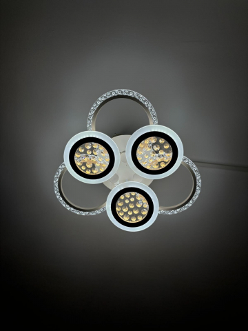 Lustra LED cu 6 corpuri circulare, Ø total 55cm, Ø inele mari 25cm, Ø inele mici 20cm, alb, AVI-4419 [2]