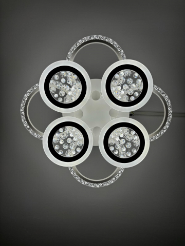 Lustra LED cu 8 corpuri circulare, Ø total 65cm, Ø inele mari 25cm, Ø inele mici 20cm, alb, AVI-4420 [4]