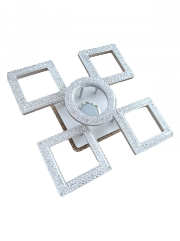 Lustra LED cu boxa 5w incorporata in suportul iluminat cu latura 24cm, 4 corpuri patrate L 18cm si 1 inel Ø18cm cu pozitii reglabile, AVI-4424 [1]