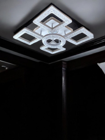 Lustra LED cu boxa 5w incorporata in suportul iluminat cu latura 24cm, 4 corpuri patrate L 18cm si 1 inel Ø18cm cu pozitii reglabile, AVI-4424 [6]