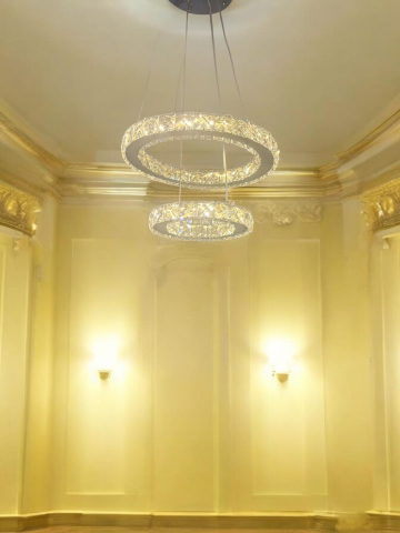 Lustra LED cu cristale, Ø20cm inelul mic si Ø30cm inelul mare, H ajustabila, lumina rece, calda, neutra, AVI-4700 [3]