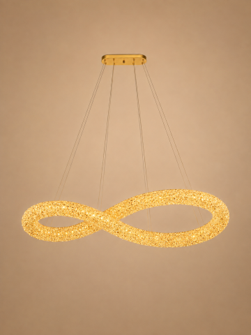 Lustră LED cu mini-cristale, AVI®, 110 x 40 cm, model spiralată în formă de 8, one-piece, telecomandă, 3 tipuri de lumină, efect luxury, configurație (40-60W) x 4, AVI-5565 [5]