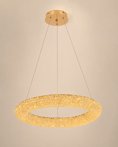 Lustră LED cu mini-cristale, AVI®, Ø40 cm, configurație (40-60W) x 2, telecomandă, 3 tipuri de lumină, efect luxury, AVI-5541 [6]