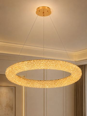 Lustră LED cu mini-cristale, AVI®, Ø40 cm, configurație (40-60W) x 2, telecomandă, 3 tipuri de lumină, efect luxury, AVI-5541 [4]