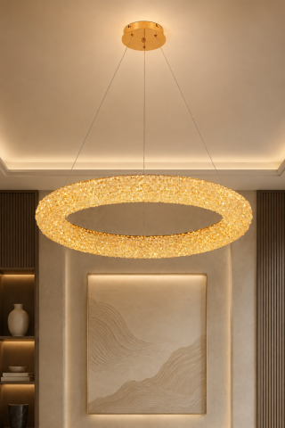 Lustră LED cu mini-cristale, AVI®, Ø60 cm, configurație (40-60W) x 2, telecomandă, 3 tipuri de lumină, efect luxury, AVI-5543 [5]