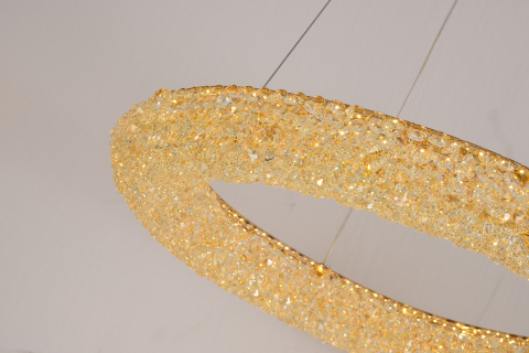 Lustră LED cu mini-cristale, AVI®, Ø60 cm, configurație (40-60W) x 2, telecomandă, 3 tipuri de lumină, efect luxury, AVI-5543 [1]