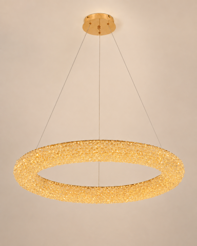Lustră LED cu mini-cristale, AVI®, Ø60 cm, configurație (40-60W) x 2, telecomandă, 3 tipuri de lumină, efect luxury, AVI-5543 [7]