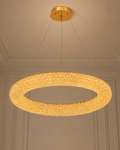 Lustră LED cu mini-cristale, AVI®, Ø60 cm, configurație (40-60W) x 2, telecomandă, 3 tipuri de lumină, efect luxury, AVI-5543 [4]
