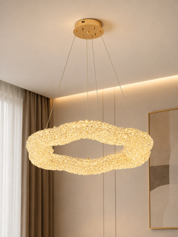 Lustră LED cu mini-cristale, AVI®, Ø60 cm, configurație (40-60W) x 2, telecomandă, 3 tipuri de lumină, efect luxury, AVI-5566 [2]