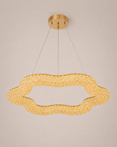 Lustră LED cu mini-cristale, AVI®, Ø80 cm, configurație (60-80W) x 2, telecomandă, 3 tipuri de lumină, efect luxury, AVI-5567 [6]
