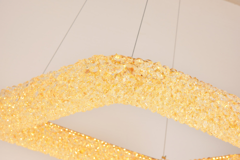 Lustră LED cu mini-cristale, AVI®, pătrată, latură 40 cm, configurație (40-60W) x 2, telecomandă, 3 tipuri de lumină, efect luxury, AVI-5571 [1]