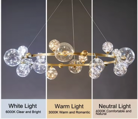 Lustra LED cu schelet metalic auriu, Ø 50cm, cu 9 globuri Ø 13-15cm, iluminate cu instalatii LED, AVI-4386 [1]