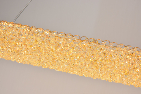 Lustră LED Smart cu mini-cristale, AVI®, 80 x 10 cm, configurație (24-40W) x 2, telecomandă, 3 tipuri de lumină, efect luxury, AVI-5545 [5]