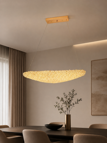 Lustră LED Smart cu mini-cristale, AVI®, 80 x 27 cm, configurație (40-60W) x 2, telecomandă, 3 tipuri de lumină, efect luxury, AVI-5539 [2]
