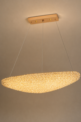 Casa - Lustră LED Smart cu mini-cristale, AVI®, 80 x 27 cm, configurație (40-60W) x 2, telecomandă, 3 tipuri de lumină, efect luxury, AVI-5539