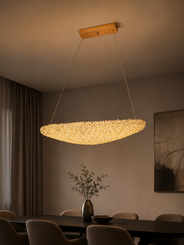 Lustră LED Smart cu mini-cristale, AVI®, 80 x 27 cm, configurație (40-60W) x 2, telecomandă, 3 tipuri de lumină, efect luxury, AVI-5539 [1]