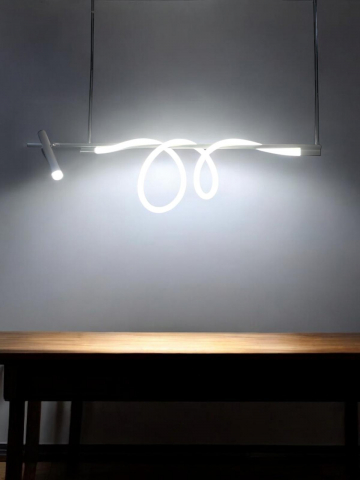 Lustra LED suspendata 120cm, cu proiector si furtun luminos LED, lumina rece, schelet negru, AVI-4675 [8]