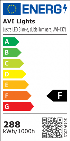 Lustra LED suspendata, cu 3 inele cu dubla iluminare superior si inferior, Ø20 x 40 x 60 cm, aluminiu, alb, AVI-4371 [4]