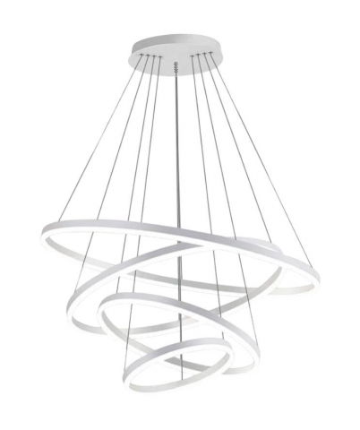 Lustre si pendule - Lustra LED suspendata, cu 4 inele Ø20 x 40 x 60 x 80cm, aluminiu, alb, AVI-4365