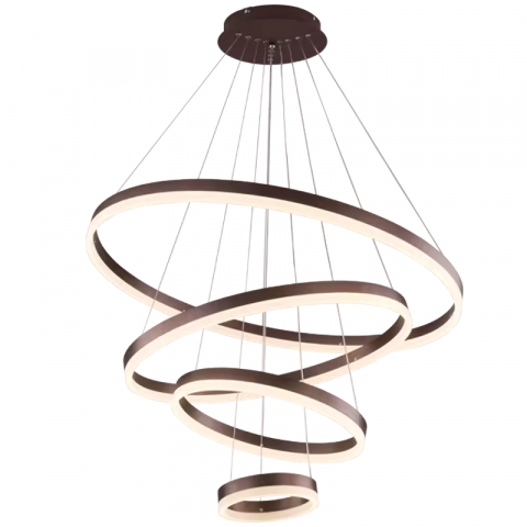 Lustre si pendule - Lustra LED suspendata, cu 4 inele Ø20 x 40 x 60 x 80cm, aluminiu, maro, AVI-4366