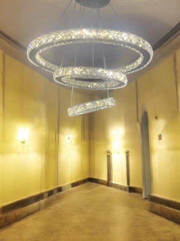 Lustre si pendule - Lustra LED tip candelabru cu 3 inele, cristal, Ø20, 30, 50cm, AVI-4701