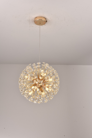 Lustră suspendată Crystal Dandelion Gold, AVI®, corp sferic Ø40 cm, 8 × G9, cristale multifatetate, auriu, AVI-5561 [6]