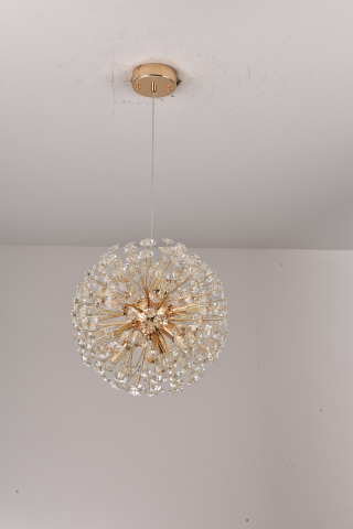 Lustră suspendată Crystal Dandelion Gold, AVI®, corp sferic Ø40 cm, 8 × G9, cristale multifatetate, auriu, AVI-5561 [4]