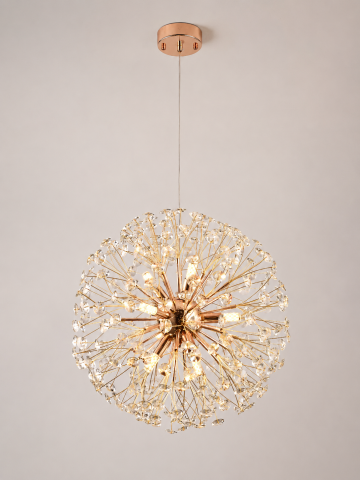 Lustră suspendată Crystal Dandelion Gold, AVI®, corp sferic Ø50 cm, 9 × G9, cristale multifatetate, auriu, AVI-5563 [3]