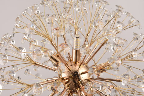 Lustră suspendată Crystal Dandelion Gold, AVI®, corp sferic Ø50 cm, 9 × G9, cristale multifatetate, auriu, AVI-5563 [4]