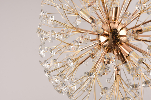 Lustră suspendată Crystal Dandelion Gold, AVI®, corp sferic Ø50 cm, 9 × G9, cristale multifatetate, auriu, AVI-5563 [6]