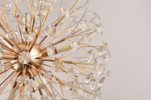 Lustră suspendată Crystal Dandelion Gold, AVI®, corp sferic Ø50 cm, 9 × G9, cristale multifatetate, auriu, AVI-5563 [5]