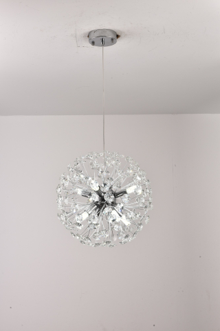 Lustră suspendată Crystal Dandelion Silver, AVI®, corp sferic Ø40 cm, 8 × G9, cristale multifatetate, argintiu, AVI-5562 [5]