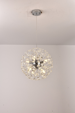 Lustră suspendată Crystal Dandelion Silver, AVI®, corp sferic Ø40 cm, 8 × G9, cristale multifatetate, argintiu, AVI-5562 [4]