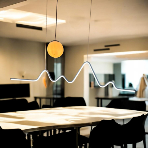 Lustra suspendata dining, 120cm, cu LED si glob sferic cu 1 x E27, negru, AVI-4681 [3]