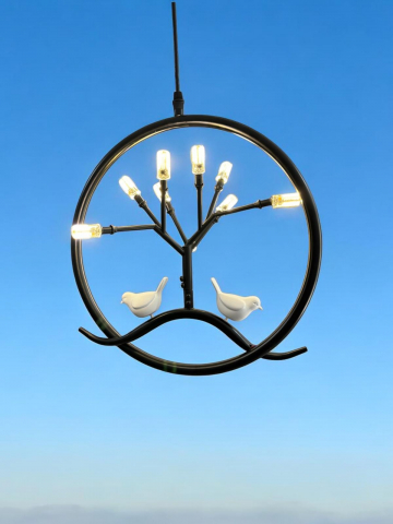 Lustre si pendule - Lustra suspendata, model natura, cerc Ø 36cm, cu 9 sloturi pentru becuri G4 (cu doi pini), AVI-4392