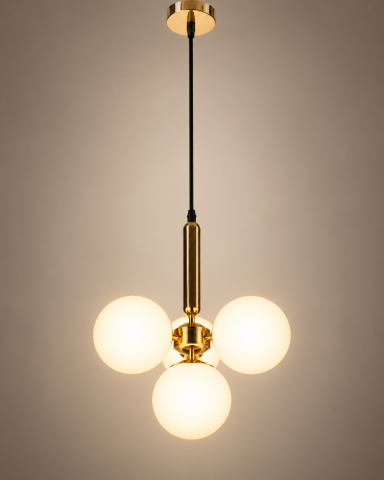 Lustra tip pendul, AVI®, 4 globuri Ø13 cm, 4 x E27, reglabila pe inaltime, auriu, design compact decorativ, AVI-5620 [2]