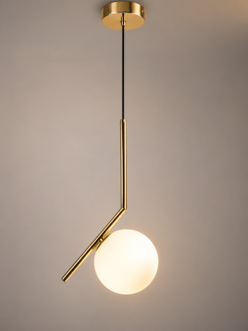 Lustre si pendule - Lustra tip pendul, AVI®, auriu, 1 x E27, glob Ø15 cm, design modern asimetric, AVI-5600