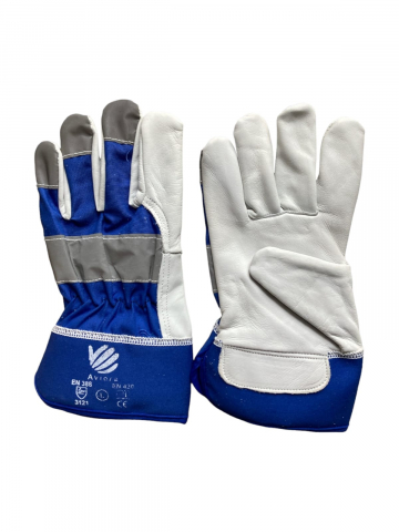 Echipamente protectie - Manusi de lucru din piele, marimea L, albastru, AVI-77707-BLUE-L