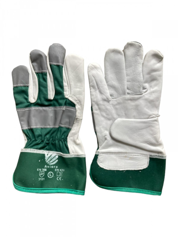 Echipamente protectie - Manusi de lucru din piele, marimea L, verde, AVI-77707-GREEN-L